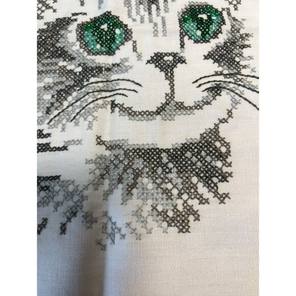 Gift Home Decor Handmade Finished Cross stitch lovely Cat Unframed - Picture 3 of 3